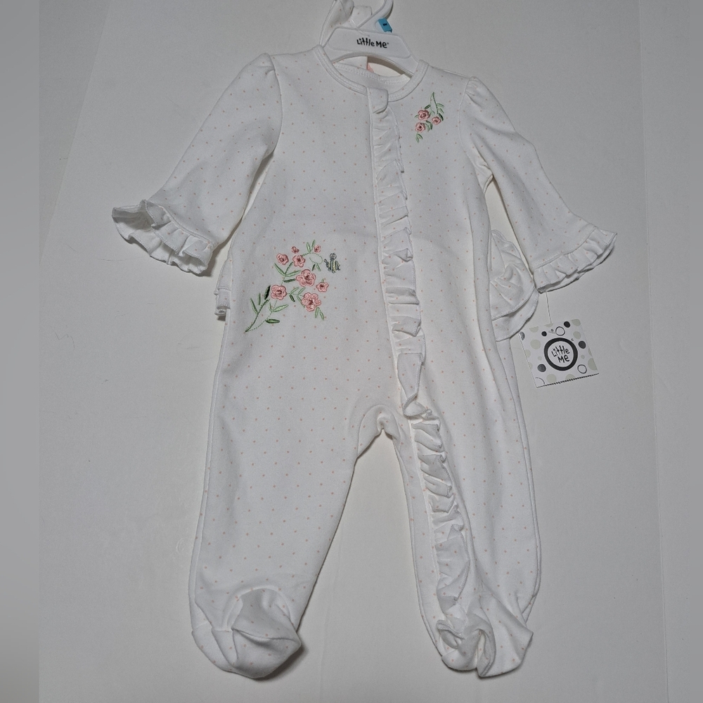 Little Me White and Pink Polka Dot Outfit